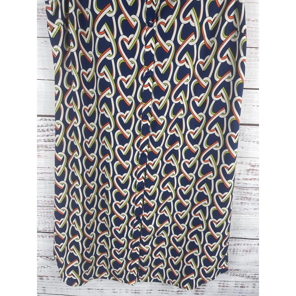 Cabi Shirtdress Women's Size S Blue Heart Print Sleeveless Button Front Collared - Picture 5 of 9